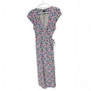 J.Crew Fabrizia Floral Jersey Wrap Midi Dress 100% Viscose Medium EUC